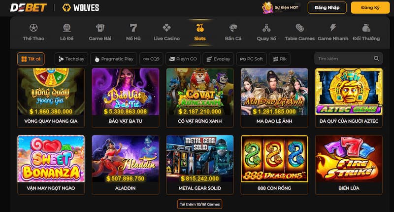 Ưu điểm của hệ thống Slots game tại Debet